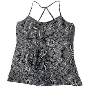 GUESS Cami Tank Top Sz XS Black Abstract Swirl Flowy Fairy Whimsigoth Grunge